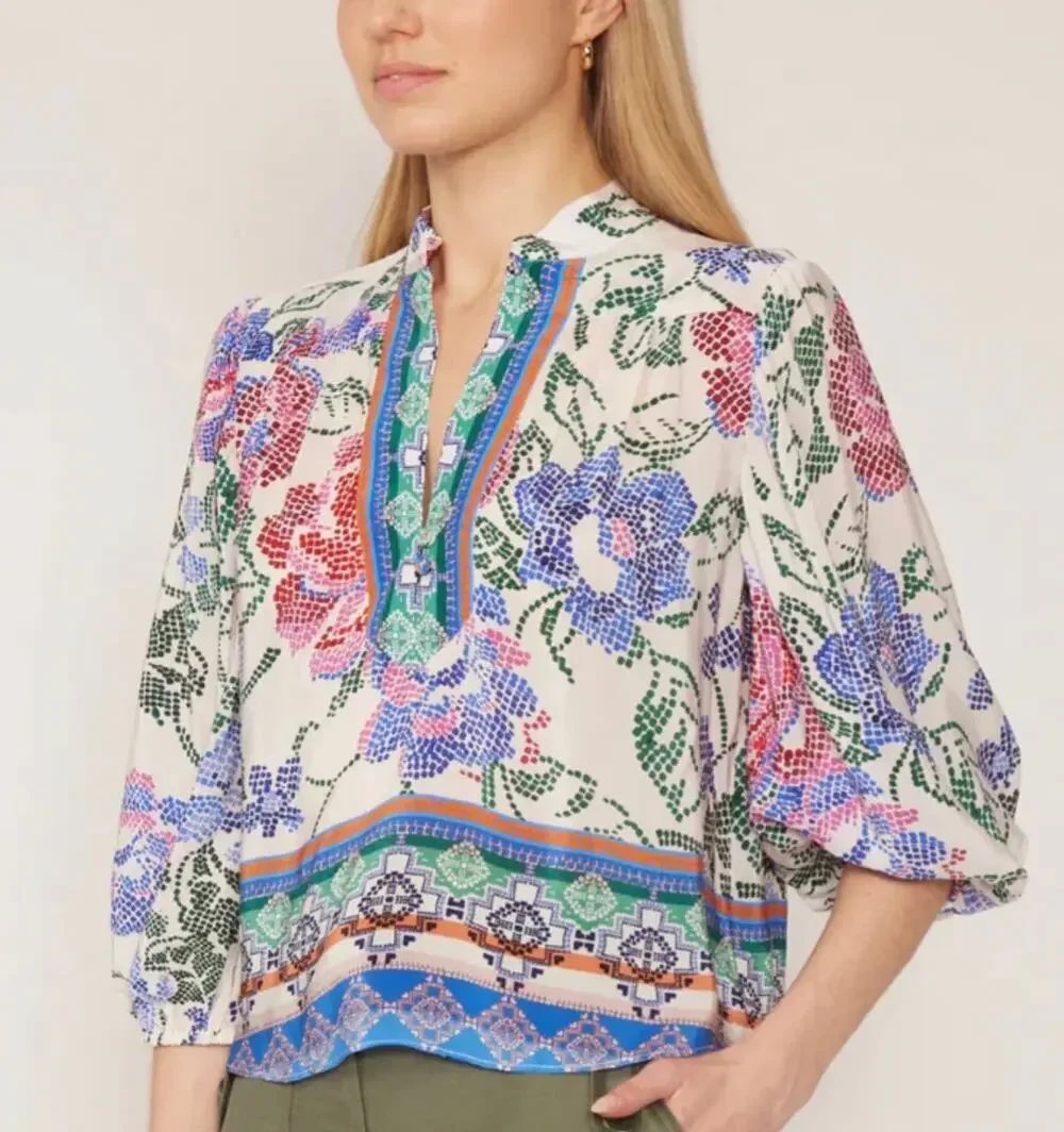 NWT Gilner Farrar Bethany Blouse in Empress Print Women’s Sz. XS